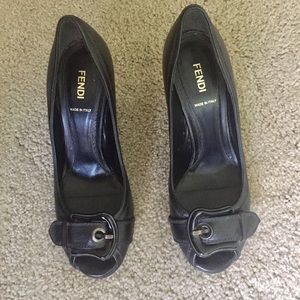 Fendi Buckle Peep Toe Heel