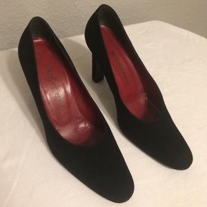 Yves Saint Laurent classic black suede pumps