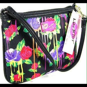 Betsey Johnson Luv Wristlet hand bag Floral Roses