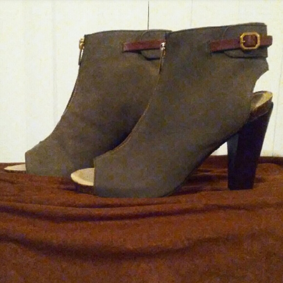 Olive Green Kenneth Cole Reaction Open Toe Booties