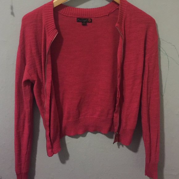 Hot pink guess knit zip up