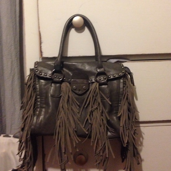 Gray fringe purse