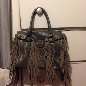Gray fringe purse