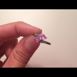 10k white gold pink sapphire ring