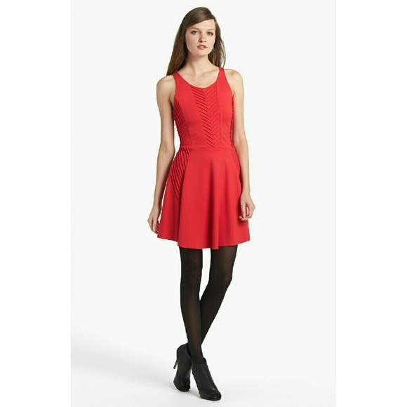 Parker Stretch Fay Fit and Flare Red Dress