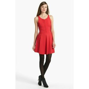 Parker Stretch Fay Fit and Flare Red Dress
