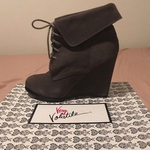 Very Volatile cuffed wedge booties; size 6.5