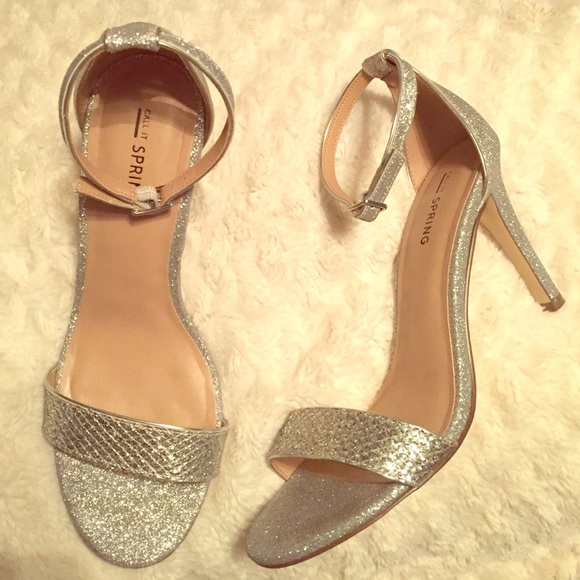 Call It Spring Silver 'Waylanda' high heel sandals