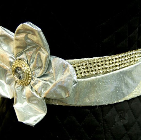 Handmade Metallic Silver Fabric Rhinestone Belt