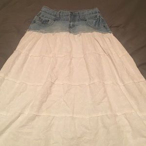 Long white/denim skirt