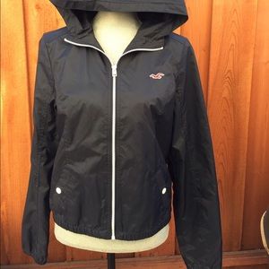 Hollister navy blue hooded windbreaker Size Lg Jrs