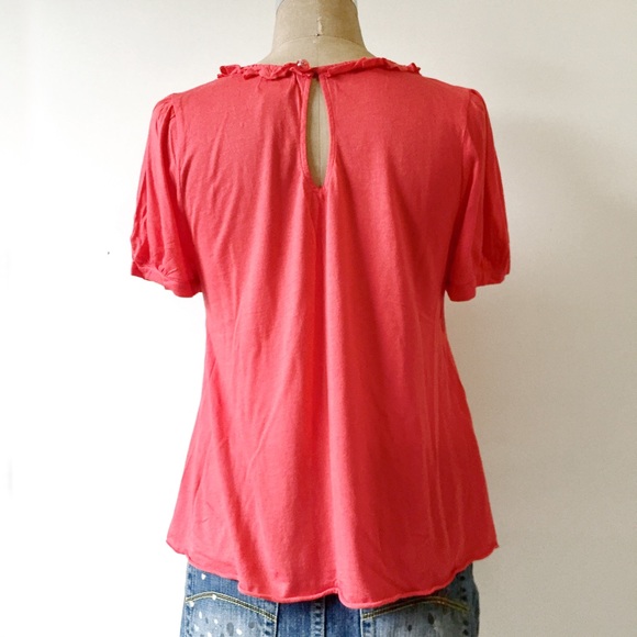 Anthropologie Ric Rac Red Ruffled Knit Top - Picture 3 of 4