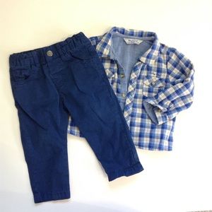 6-9M - Checkered Shirt & Pants