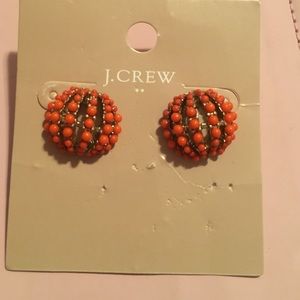 Jcrew orange beaded stud earrings with tag
