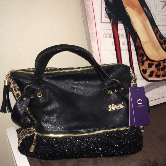 Black/Leopard Hand Bag