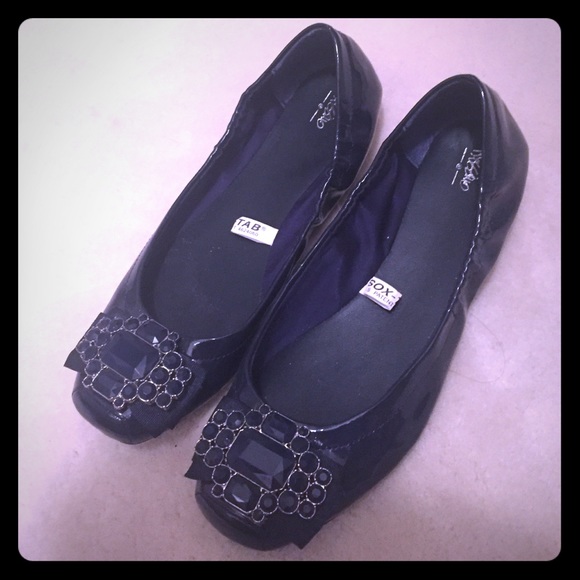 Navy blue flats with pendants