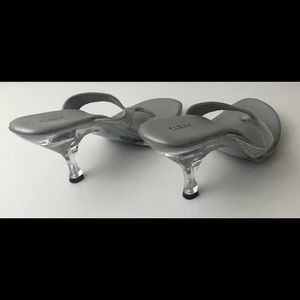 FIONI Lighted Silver Sparkle sandal style heels