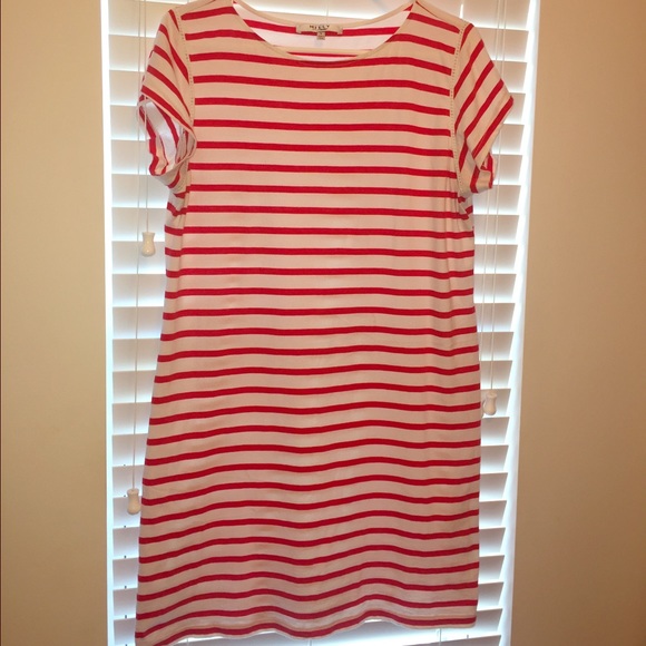 Milly Striped T-shirt Dress red & white L