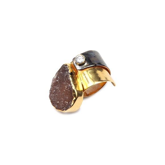 Amethyst Black and Gold Ring