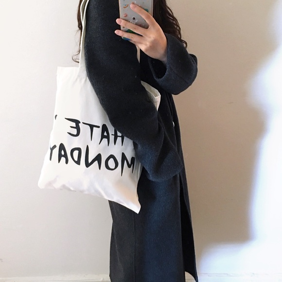 MOVING SALE (to 2/5) I hate Monday tote canvas bag - Picture 4 of 8