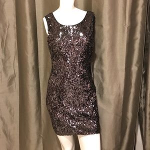 NWT Express dark silver sequin dress