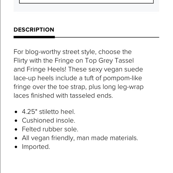 NWOB Lulu's Flirty Fringe Grey Heels - Picture 3 of 4