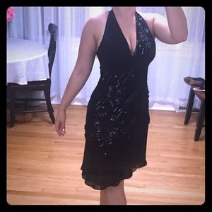 BCBG halter dress with beading size 8 asymmetrical