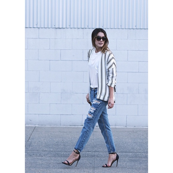 H&M Jackets & Blazers - H&M Striped Open Blazer w/Waist Tie