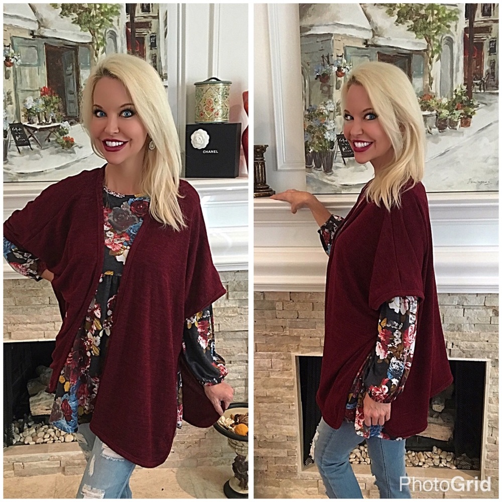 Burgundy open swing cardigan😊 LAST 1 - Picture 2 of 5