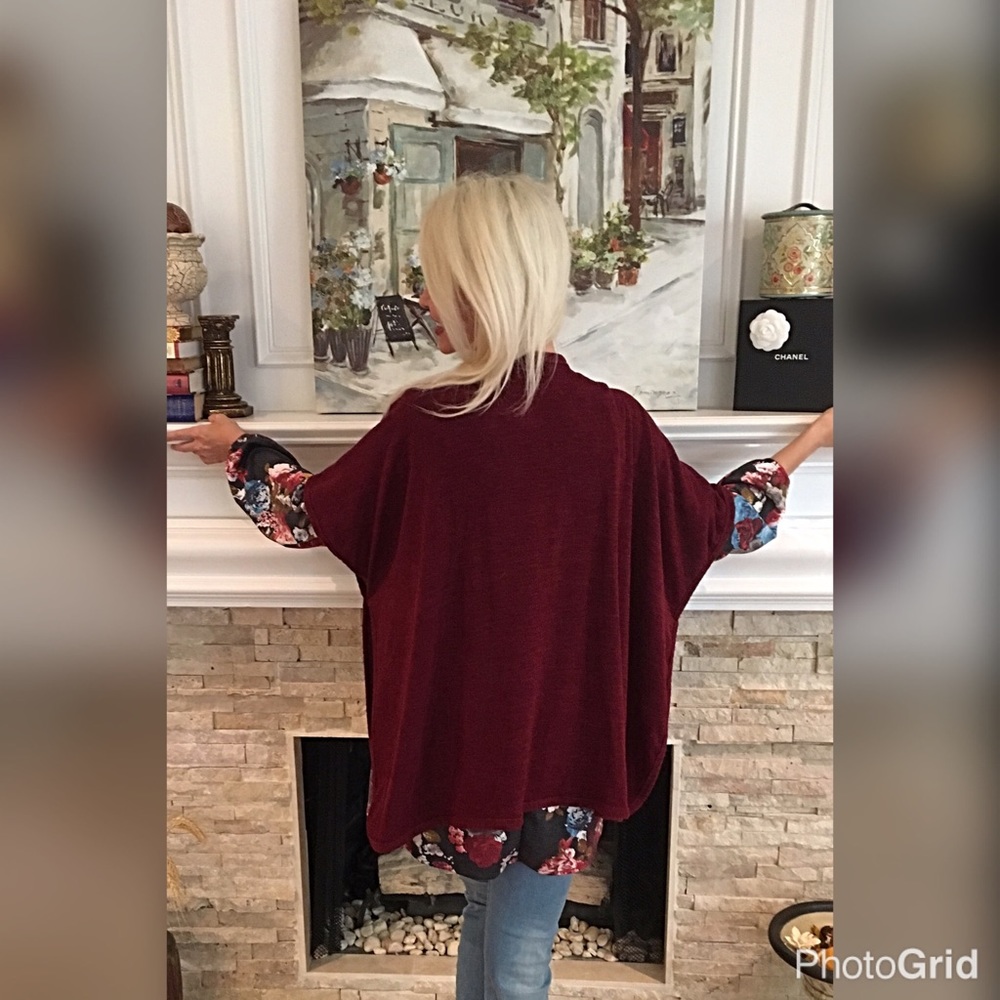 Burgundy open swing cardigan😊 LAST 1 - Picture 3 of 5