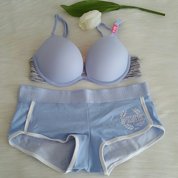Pink vs Bra 34B and Logo boyshort size S set. - Picture 2 of 2