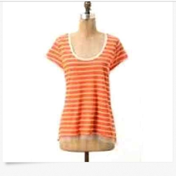 Pilcro & The Letterpress Orange & White Blouse! M