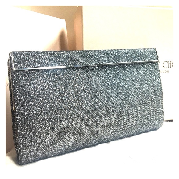 NIB Jimmy Choo sparkle Luna clutch handbag silver
