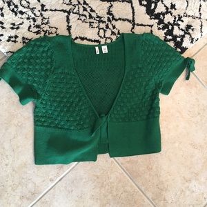 Anthropologie Green Cropped Sweater
