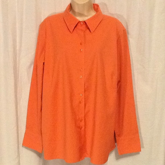 Talbots Wrinkle Resistant Orange Career Shirt 18W