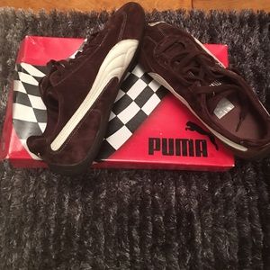 Brown suede lace up sneakers