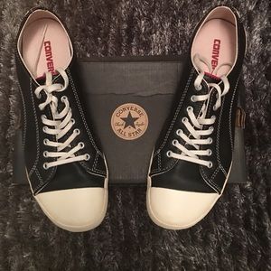 Leather lace up converses
