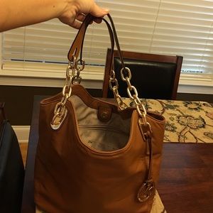 Michael Kors Gold and Saddle Tone Handbag
