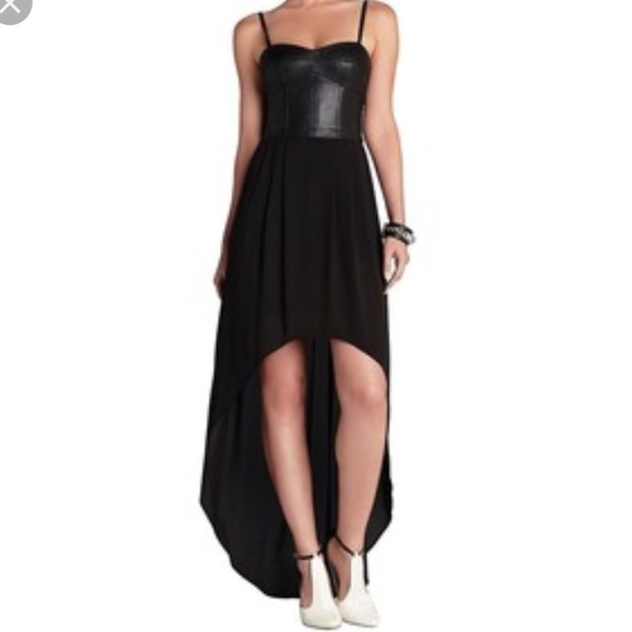 Sexy BCBG black corset, high to low hem dress