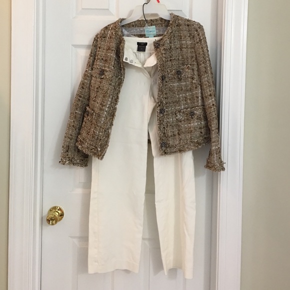 Ann Taylor Petite Signature Winter White Slacks