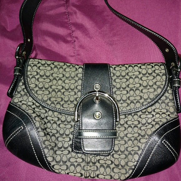 Coach black and gray shoulder purse