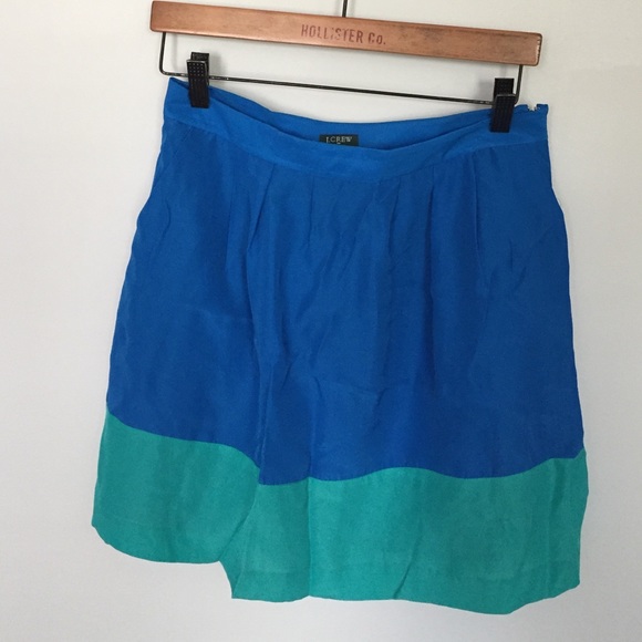 Jcrew blue and green color block skirt.