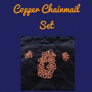 Copper Chainmail Bracelet Earring Set