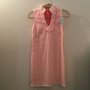 Sail to Sable dress. White with pink lining