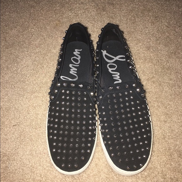 Sam Edelman black studded slip on sneakers