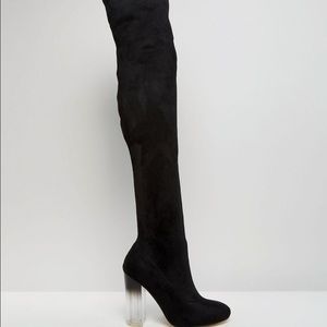 Truffle Collection Over The Knee Boot  Clear Heel