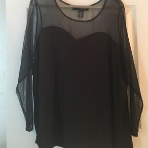 Black Top with sheer sleeves