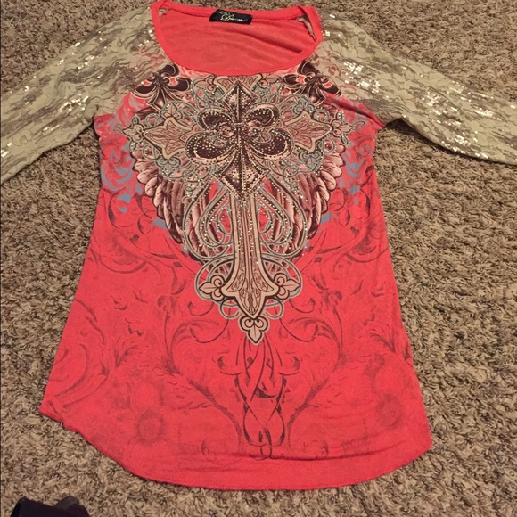 Angels & Diamonds 3/4 sleeve Buckle shirt