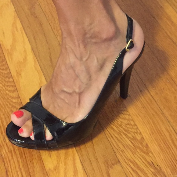 Ralph Lauren black patent leather ladies shoes