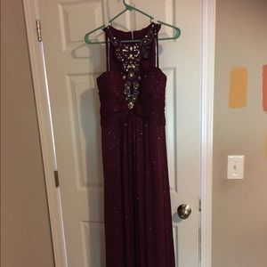 Wine colored beaded evening gown. Never Worn!